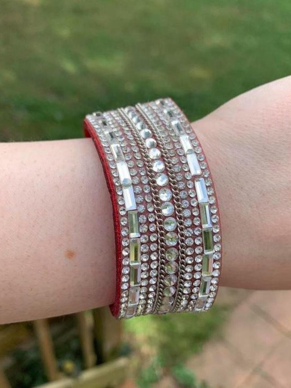 Red Rhinestone Embellished Bracelet - Picture 4 of 5